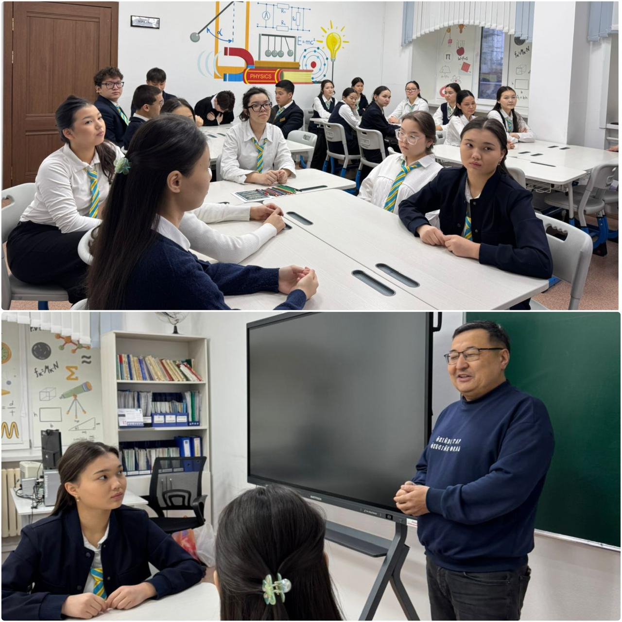 “Еңбегі адал-жас өрен” мектепішілік “Мамандықтар әлемін ашамыз” жобасы шеңберінде 9-“б” сынып оқушыларымен мектебіміздің ата-анасы Айтуаров Ризат Боранбаевичпен кездесу өткізілді.